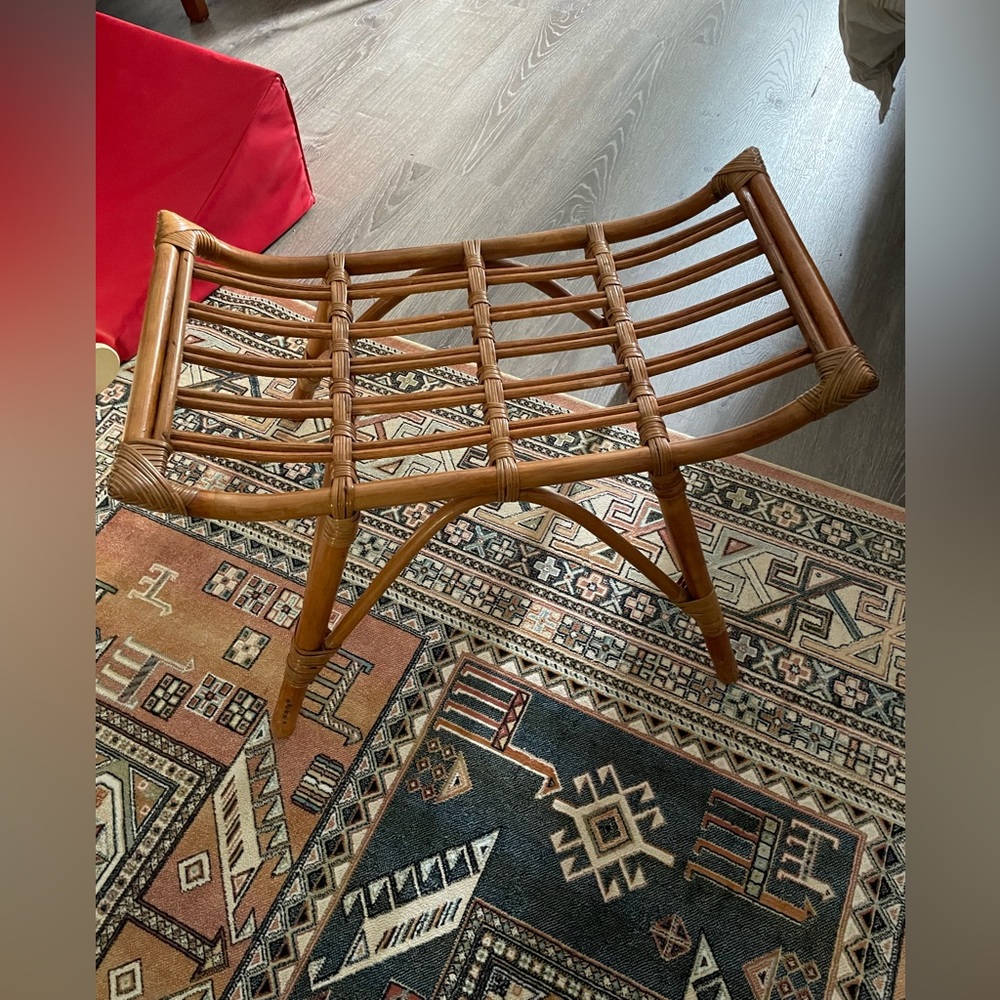 Vintage Ficks Reed Style Bent Bamboo/Rattan Bench. Perfect for indoors or out